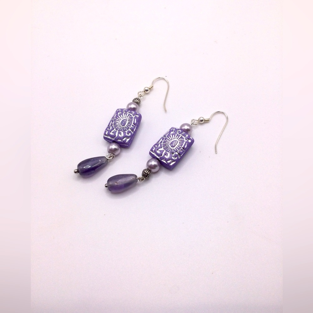 Purple and Silver Earrings